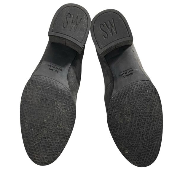 Stuart Weitzman Gray Suede Over-the-Knee Boots Sz 7 Almond Toe Block Heel Shoes - Picture 5 of 12